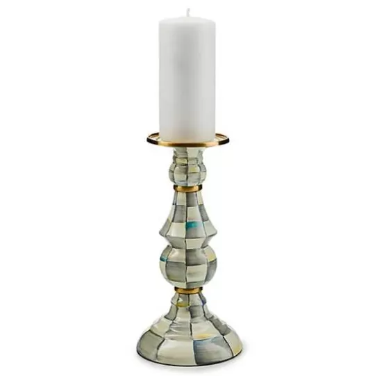 Fashion MacKenzie-Childs Sterling Check Large Pillar Candlestick