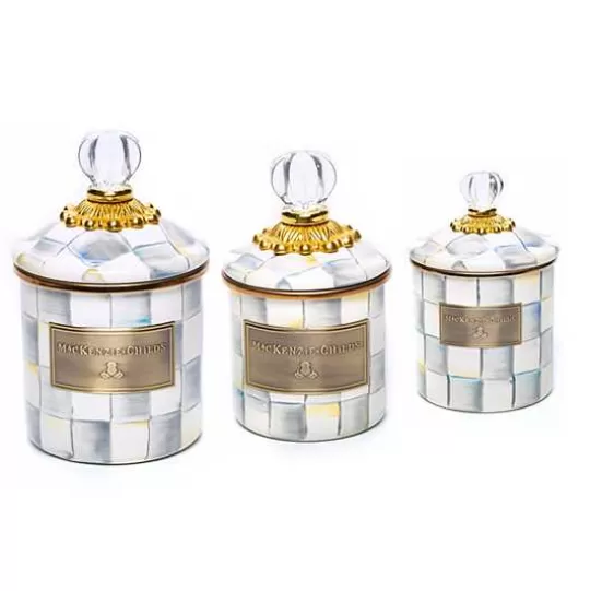 Best MacKenzie-Childs Sterling Check Little Canisters, Set of 3