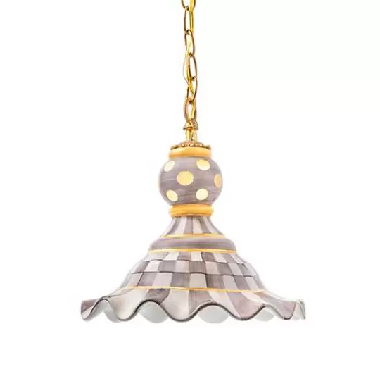 Best MacKenzie-Childs Sterling Check Medium Ceramic Pendant Lamp