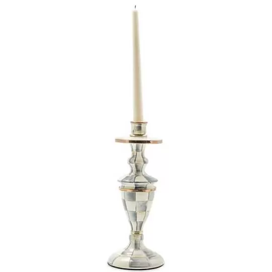 Best Sale MacKenzie-Childs Sterling Check Medium Enamel Candlestick