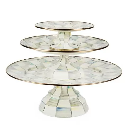 New MacKenzie-Childs Sterling Check Pedestal Platters, Set of 3