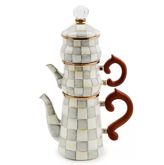 Store MacKenzie-Childs Sterling Check Stackable Coffee Set