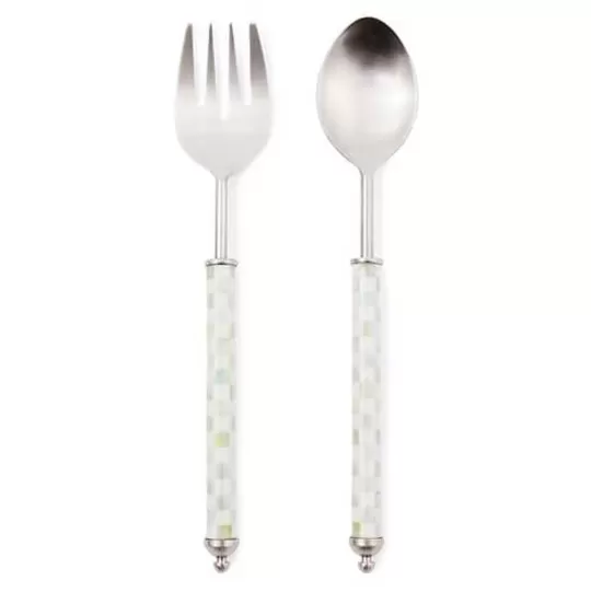 Best Sale MacKenzie-Childs Sterling Check Supper Club Salad Serving Set