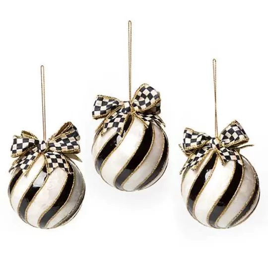 Hot MacKenzie-Childs Striped Swirl Capiz Ornaments, Set of 3