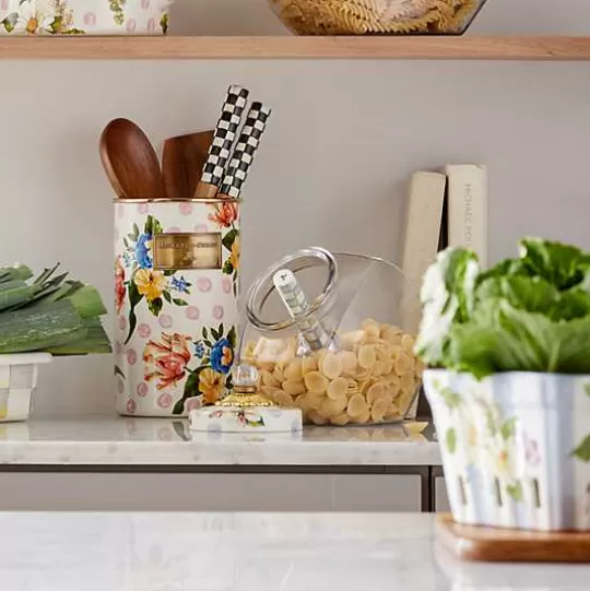 New MacKenzie-Childs Sweets Jar with Wildflowers Blue Lid