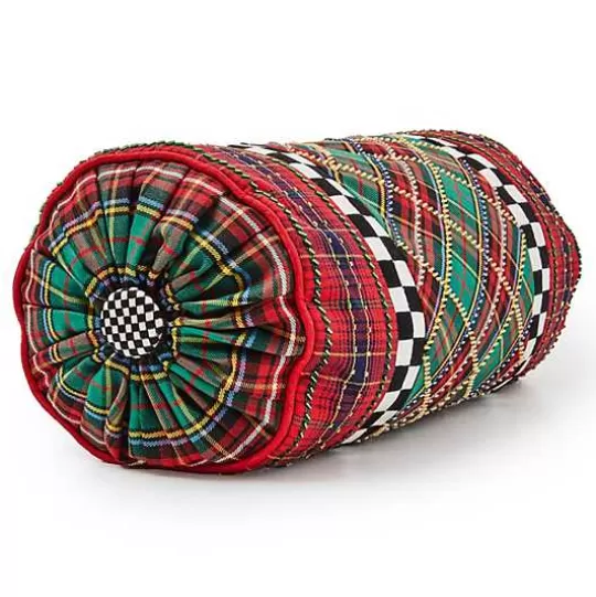 Shop MacKenzie-Childs Tartan Beaded Bolster Pillow