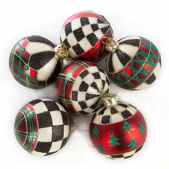 Flash Sale MacKenzie-Childs Tartan Glass Ball Ornaments, Set of 6