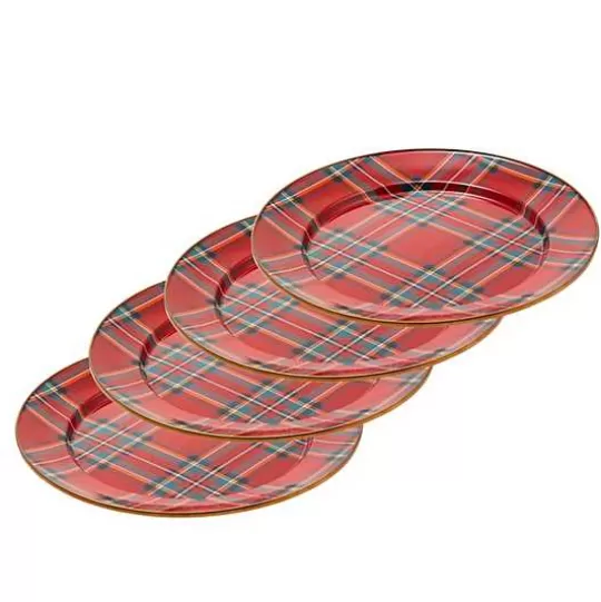 Store MacKenzie-Childs Tartastic Enamel Charger - Red, Set of 4