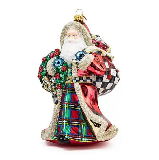 Fashion MacKenzie-Childs Tartastic Father Christmas Glass Ornament