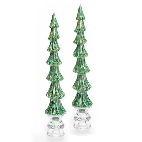 Clearance MacKenzie-Childs Tree Dinner Candles -12 - Green - Set of 2