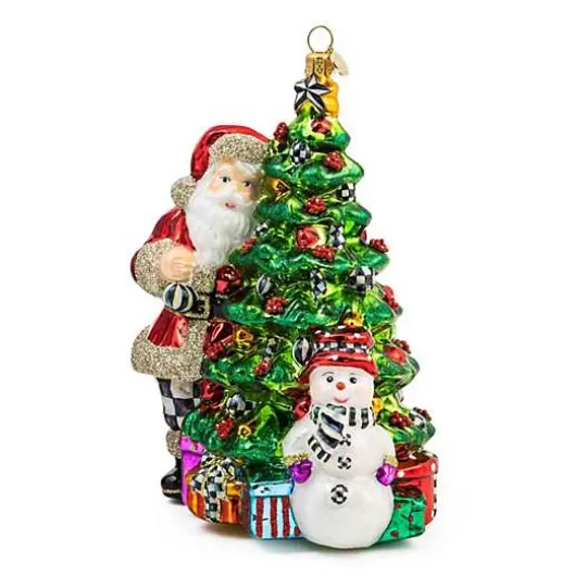 Clearance MacKenzie-Childs Treeside Santa Glass Ornament