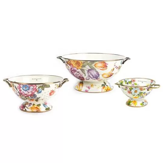 Outlet MacKenzie-Childs White Flower Market Everything Bowl  Colanders Set