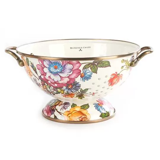 New MacKenzie-Childs White Flower Market Large Colander