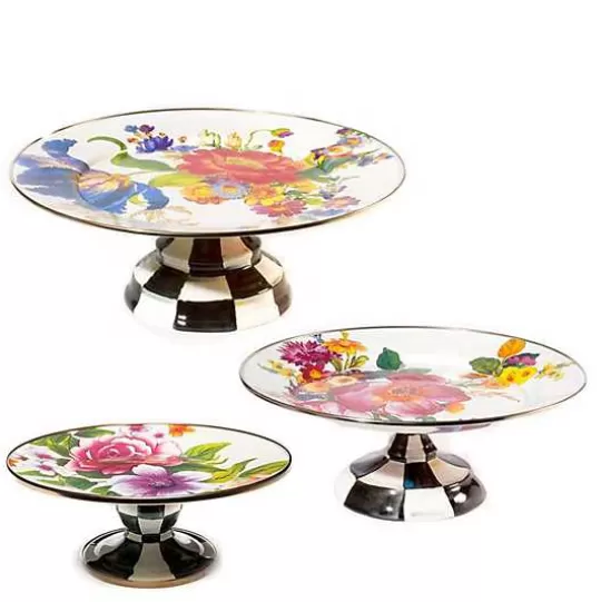 Online MacKenzie-Childs White Flower Market Pedestal Platters, Set of 3