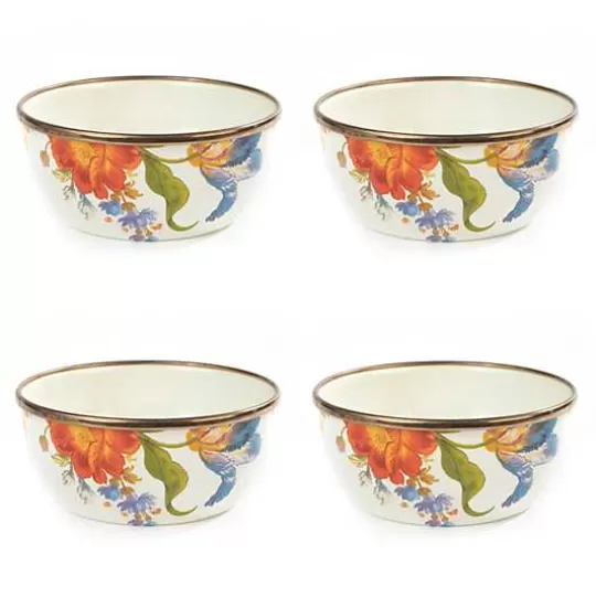 Hot MacKenzie-Childs White Flower Market Pinch Bowls, Set of 4