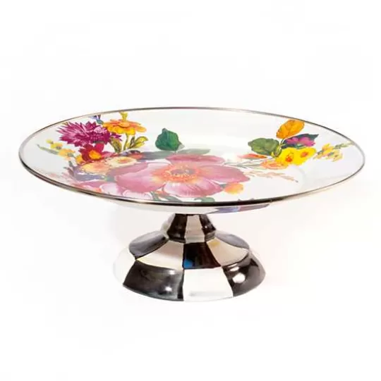 Best Sale MacKenzie-Childs White Flower Market Small Pedestal Platter