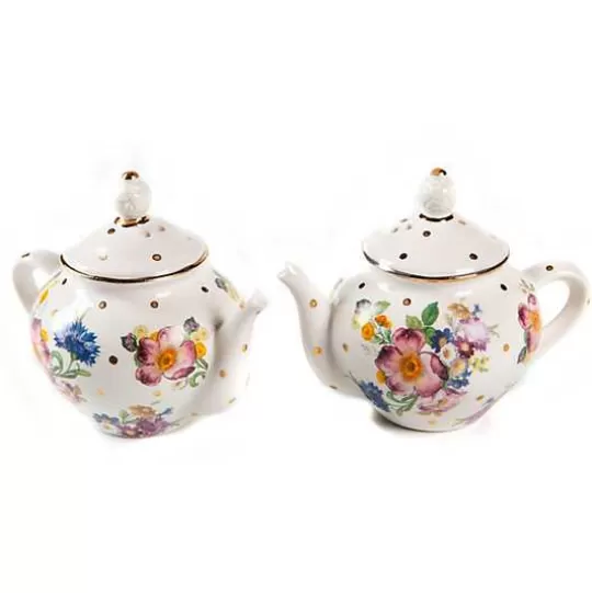 Sale MacKenzie-Childs White Flower Market Teapot Salt  Pepper Set