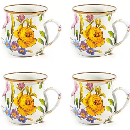 Sale MacKenzie-Childs White Flower Market White Mugs, Set of 4