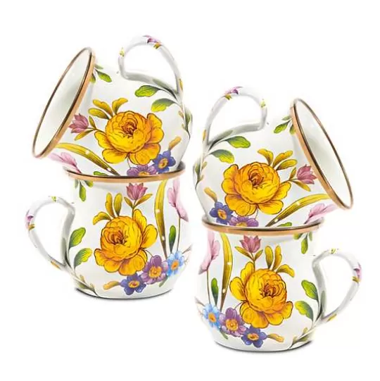 Sale MacKenzie-Childs White Flower Market White Mugs, Set of 4